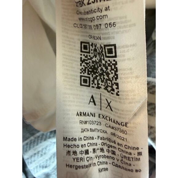 Armani Exchange Men’s T-Shirt XL Cream Graphic Line Short Sleeve Tee - Picture 3 of 4